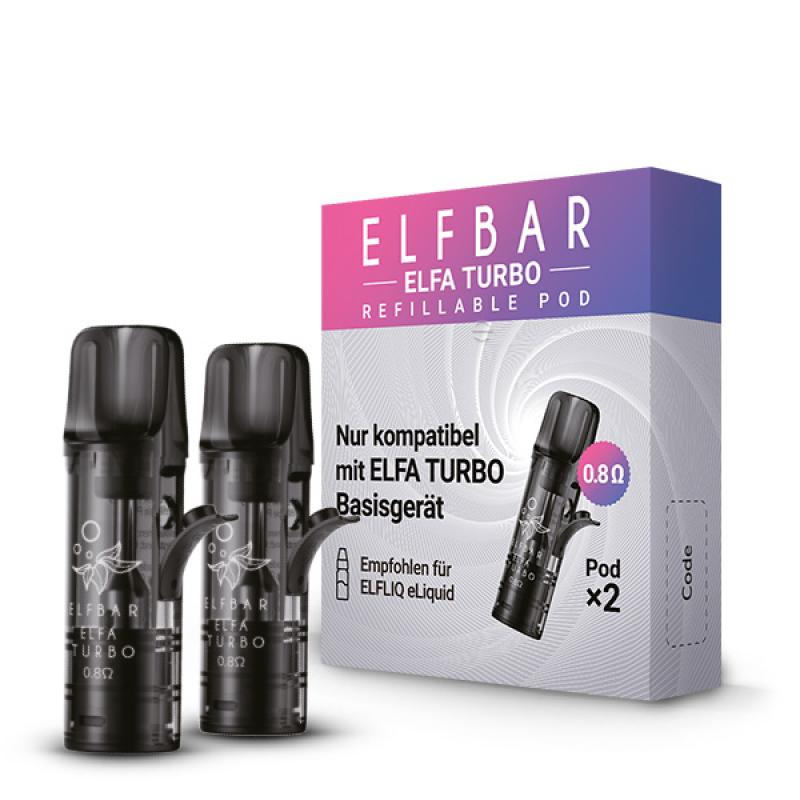 ELFBAR ELFA Pod TURBO 0.8 Ohm - Leerpod 2x 2ml zum...