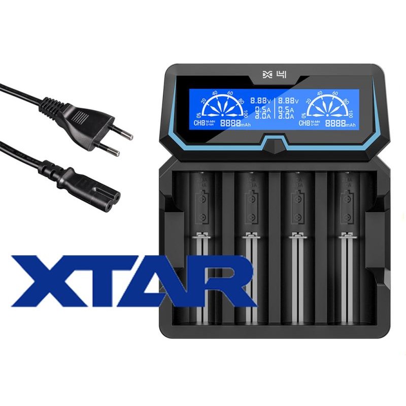 XTAR X4 Ladegerät 4-Slot mit integriertem Netztei...