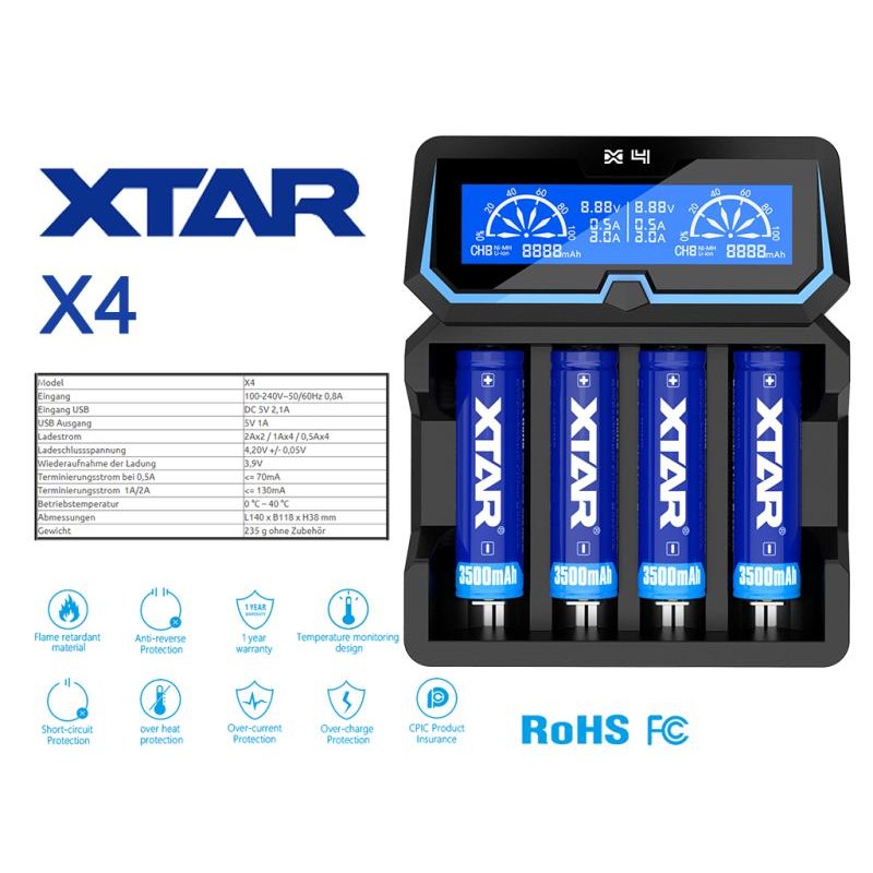 Xtar SC1 Plus Schnelllade-Reise-Ladegerät 1-Slot ...