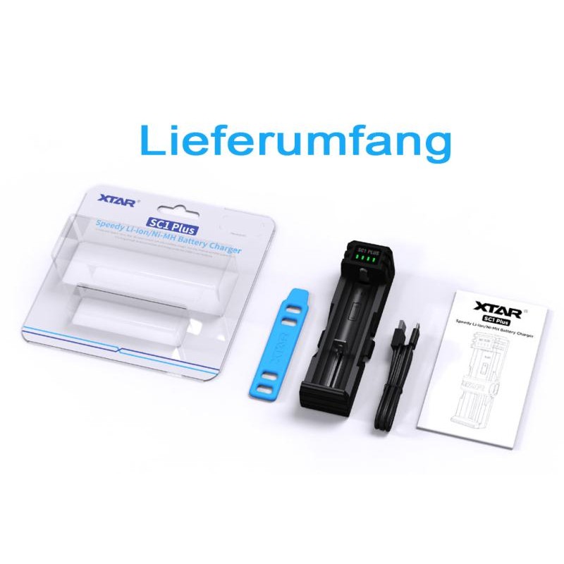Xtar SC1 Plus Schnelllade-Reise-Ladegerät 1-Slot für Li-Ionen und NiMH Akkus