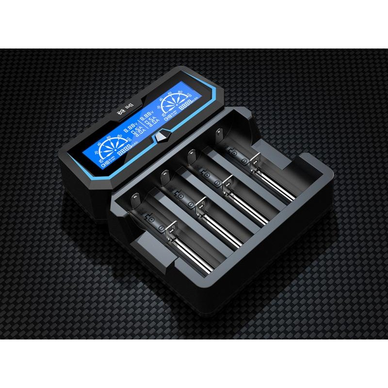 XTAR X4 Ladegerät 4-Slot mit integriertem Netzteil 240 VAC und Display