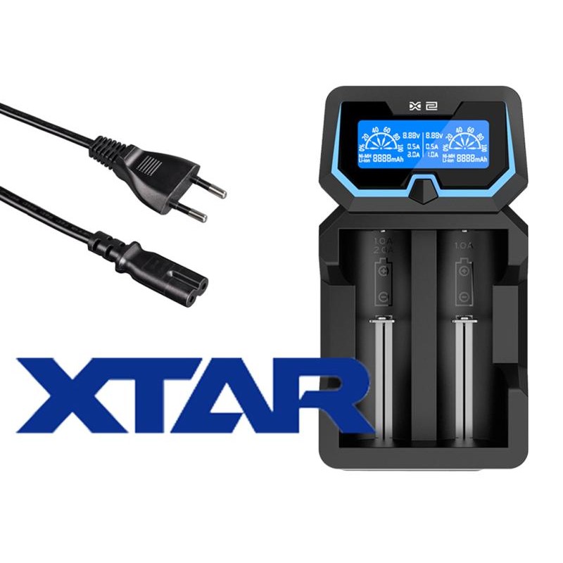 XTAR X2 Ladegerät 2-Slot mit integriertem Netztei...