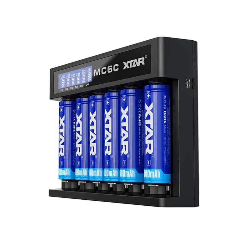 XTAR MC6C Ladegerät 6-Slot mit Display