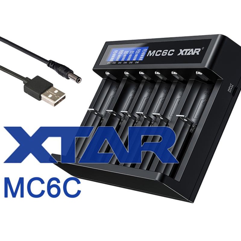 XTAR MC6C Ladegerät 6-Slot mit Display