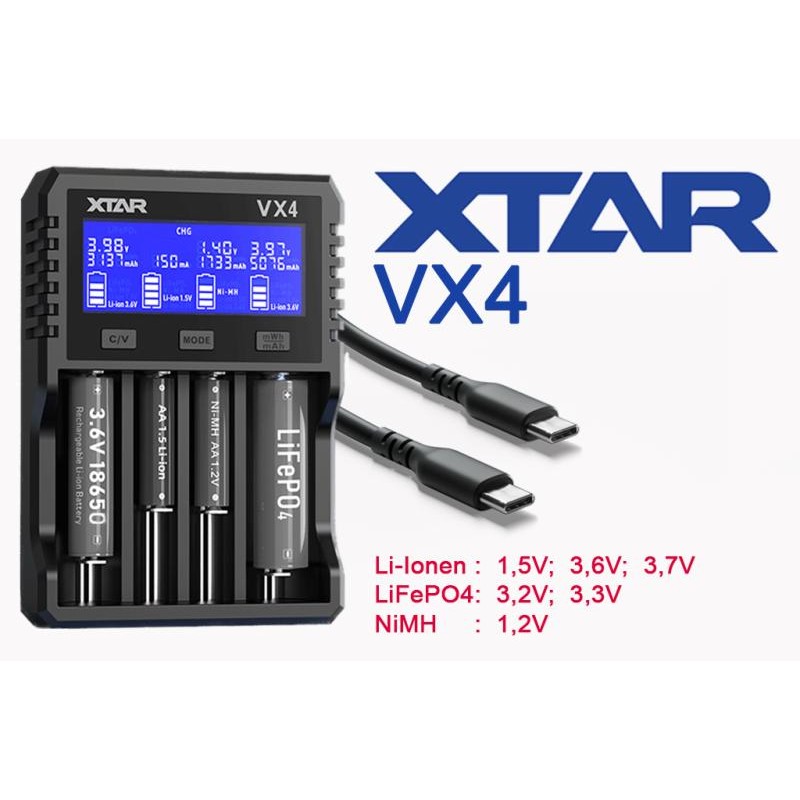 Xtar VX4 Universelles Analyse Ladegerät für 1.5V...