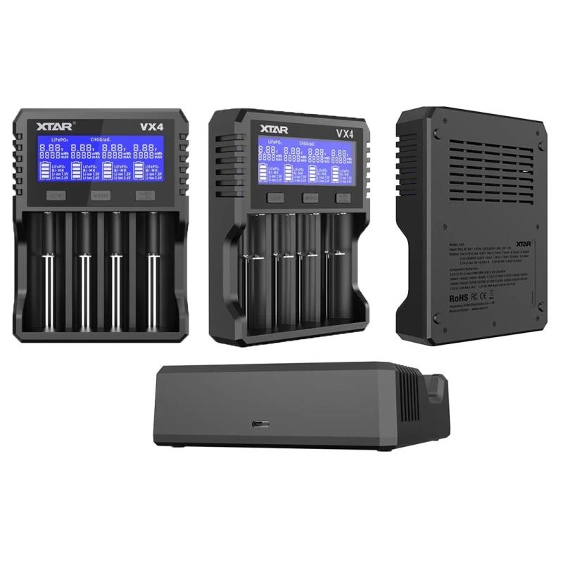 Xtar VX4 Universelles Analyse Ladegerät für 1.5V / 3.6 - 3.7V Li-Ion / 3.2V LiFePO4 & 1.2V Ni-MH Akkus