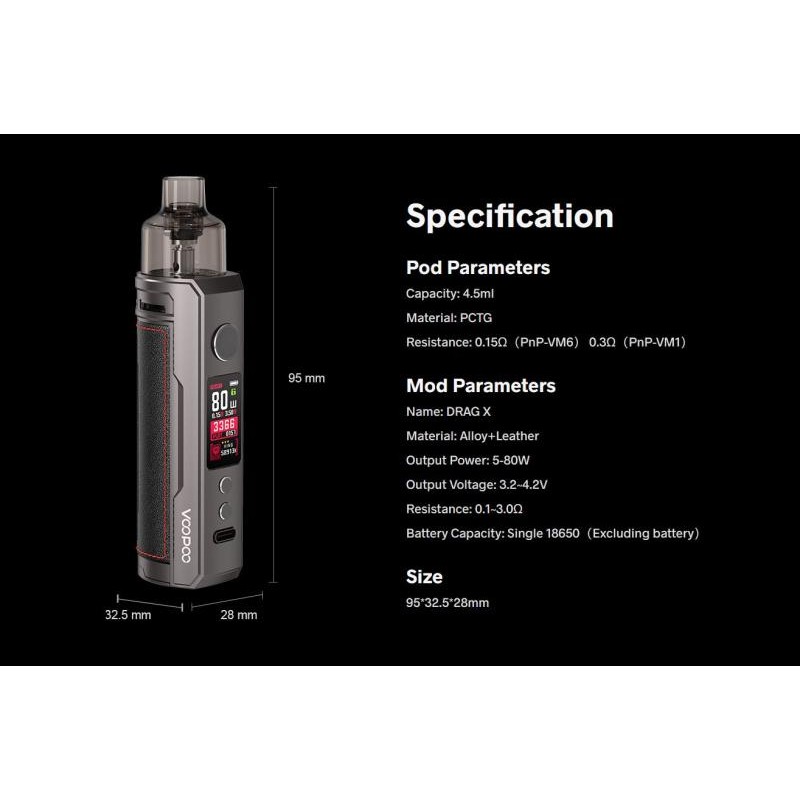 Voopoo DRAG X 18650 Kit 80W 4.5ml
