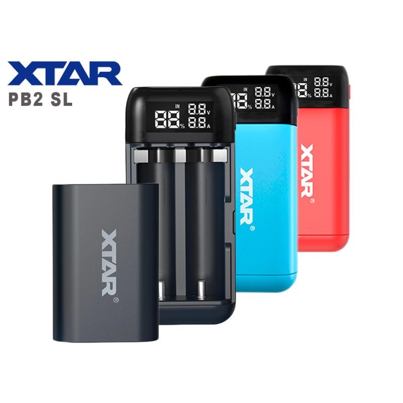 XTAR PB2SL, Ladegerät und Powerbank 2-Slot, 18650...