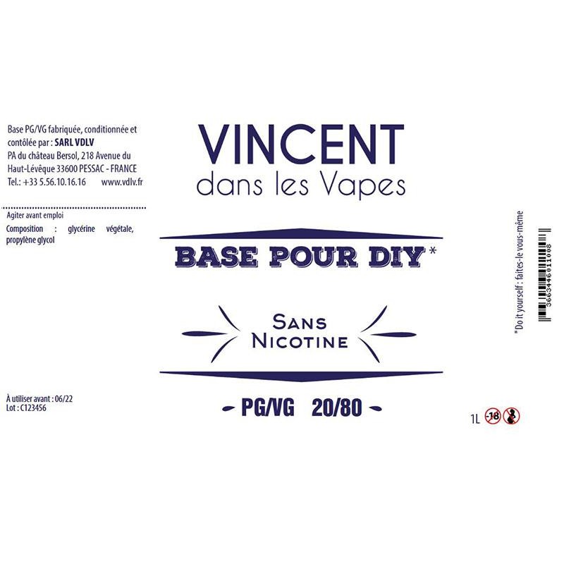 Vincent VDLV Nikotinfreie Base VG/PG 80/20 1000 ml