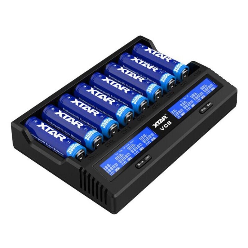 XTAR VC8, Ladegerät 8-Slot mit Display, USB-C (3A)