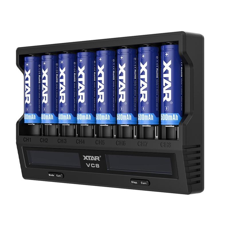 XTAR VC8, Ladegerät 8-Slot mit Display, USB-C (3A)