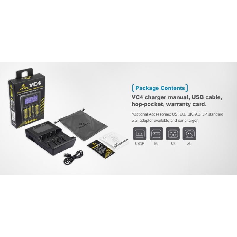 XTAR VC4, Ladegerät 4-Slot mit Display