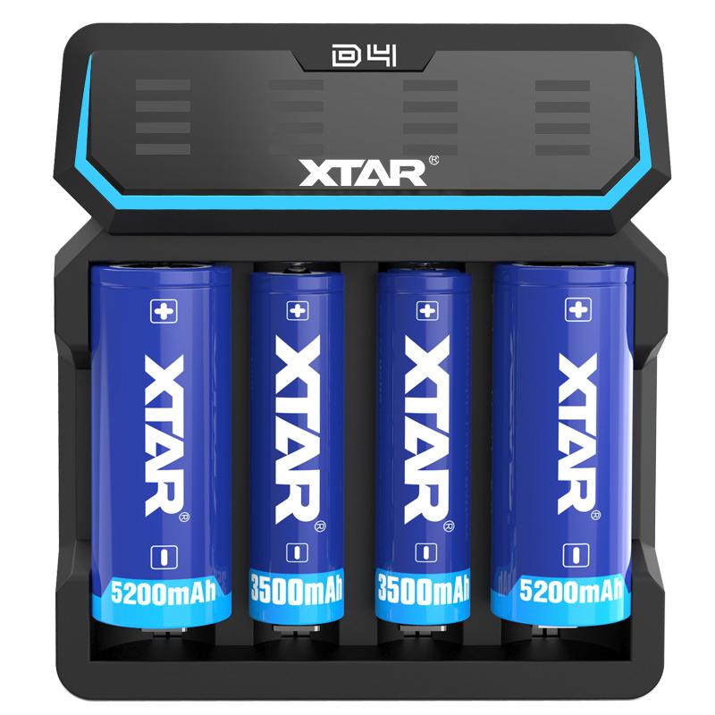XTAR D4 Ladegerät 4-Slot mit integriertem Netztei...