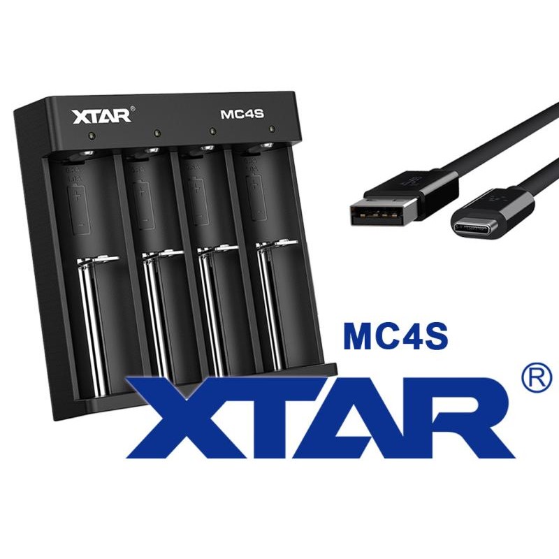 XTAR MC4S kompaktes 4-Schacht Ladegerät für Li-I...