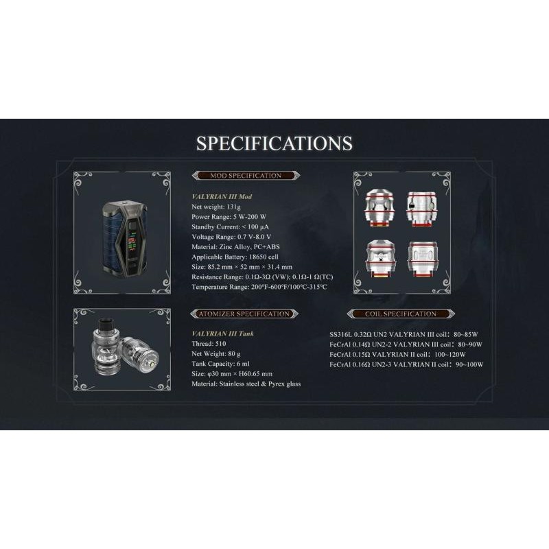 Uwell Valyrian 3, 200W, 6ml, Kit
