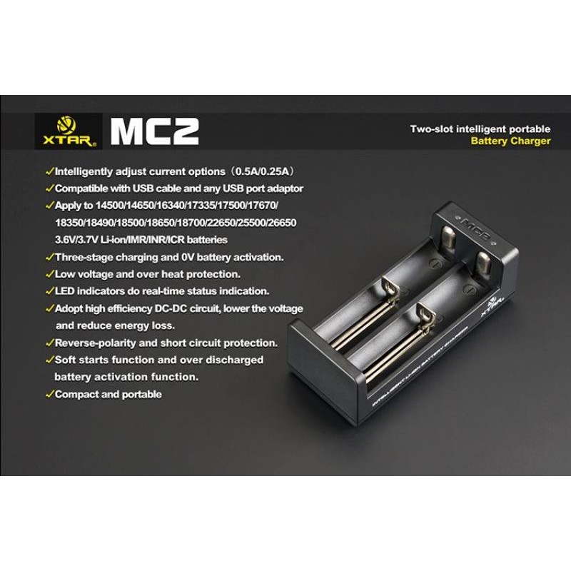 XTAR MC2 Ladegerät, 2-Slot